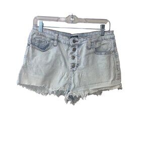 Wild Fable Womens High-Waisted Light Wash Denim Shorts With Frayed Hem Size 12